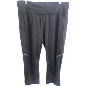Xersion Black Gray Activewear Pants XL Side Pockets Reflective Strips